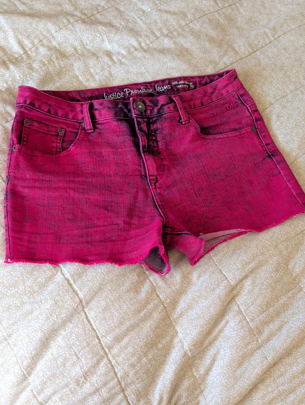 Justice Hot Pink Denim Cutoff Shorts